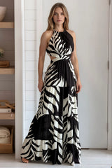 Black Printed Cut Out Dress