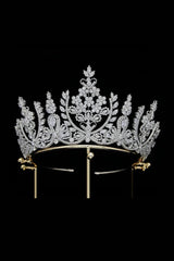 Silver Cubic Zirconia Tall Queen Round Tiara