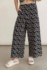 Perrie Floral Wide Leg Pants in Black FINAL SALE
