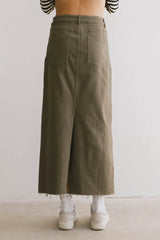 Rylie Denim Maxi Skirt in Olive FINAL SALE