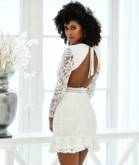 Medindie Dress White Lace Open Back Dress