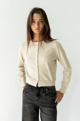 Edesse Striped Cardigan in Taupe