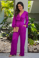 Orchid Satin Jumpsuit With Pockets