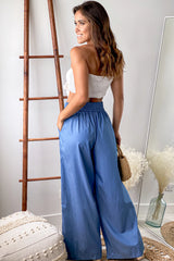 White Top And Denim Pants Set