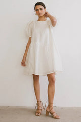 Maison Textured Mini Dress in White FINAL SALE