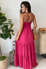 Berry Crochet Top Maxi Dress