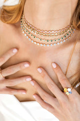 Crystal Disc and Link Necklace