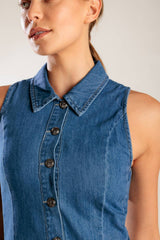 WHERE I WANT TO BE DENIM MINI DRESS