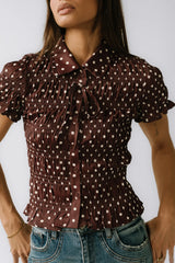 Kreyton Polka Dot Blouse in Dark Brown