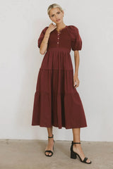 Leandra Midi Dress in Burgundy FINAL SALE