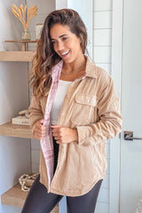 Camel And Pink Plaid Reversible Jacket