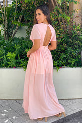 Mauve Maxi Dress With Sleeves