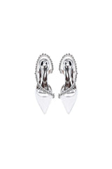 White Satin High Heels with Crystal Embellishments