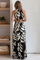 Black Printed Cut Out Dress