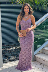 Lavender Glitter Lace Maxi Dress