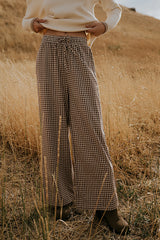 Ada Gingham Wide Leg Pants in Brown FINAL SALE