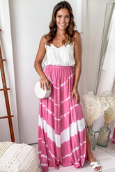 White And Fuchsia Tie Dye Maxi Dress