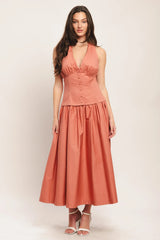 SUNSET MUSE PINK MIDI DRESS