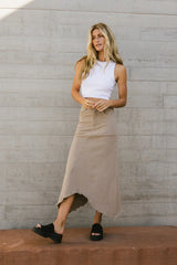 Blythe Denim Skirt in Taupe FINAL SALE