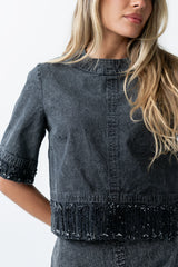 Jana Denim Top in Black