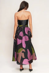 ABSTRACT ROSE BLACK MIDI DRESS FINAL SALE
