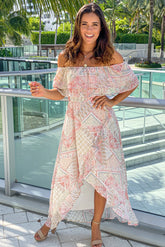 Multi Color Printed High Low Dress