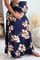 Navy Floral Maternity Maxi Skirt