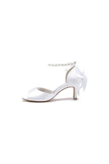 Chic Peep Toe Ribbons Faux Pearl Pumps