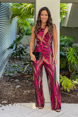 Raspberry Sequin Asymmetric Top Jumpsuit