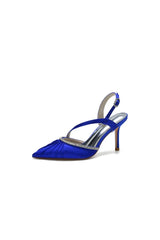Pointed Toe Ankle Strap Crystal Heels