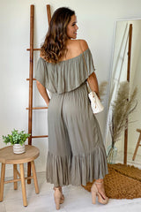 Olive Off Shoulder Jumpsuit