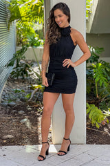 Black Pearl Mesh Short Dress