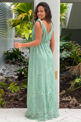 Sage Lace Maxi Dress