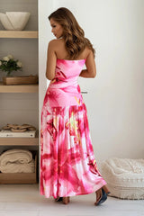 Fuchsia Flower Print Maxi Dress