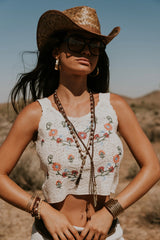 Desiree Embroidered Crochet Tank