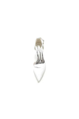 Simple Satin Pointed Toe Ankle Strap Chunky Heel