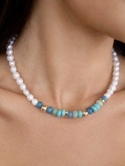 Beach Day Pearl and Gemstone Necklace