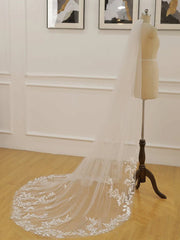 Simple Leaves Lace Chapel Train Veil Bridal Veil Wedding Veil