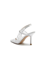White Bridal Heels with Lace Appliques