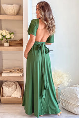 Hunter Green Multi Tie Maternity Maxi Dress