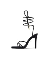 Squared Open Toe Strappy Silhouette Ankle Wrap Women Heeled Sandal