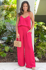Magenta Cami And Pants Set
