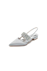 Pointed Toe Rhinestone Beaded Kitten Heels