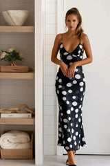 Black Polka Dot Scarf Mermaid Dress