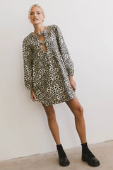 Tyler Peplum Mini Dress in Leopard FINAL SALE