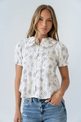 Nelly Floral Blouse in Lavender