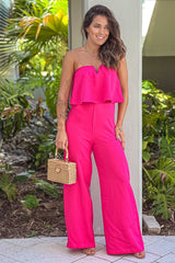 Hot Pink Off Shoulder Jumpsuit
