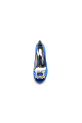 Peep Toe Slip on Stiletto Heels With Rhinestone