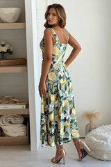 Mint Lemon Midi Dress With Pockets