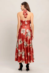 CANT LOOK AWAY CORAL RED MIDI DRESS FINAL SALE